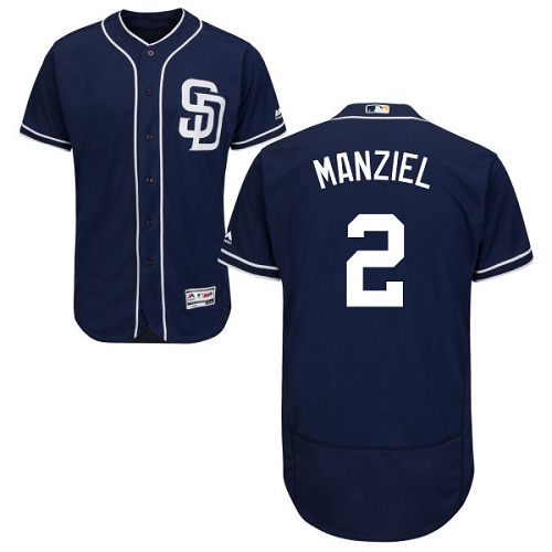 Padres #2 Johnny Manziel Navy Blue Flexbase Authentic Collection Stitched MLB Jersey